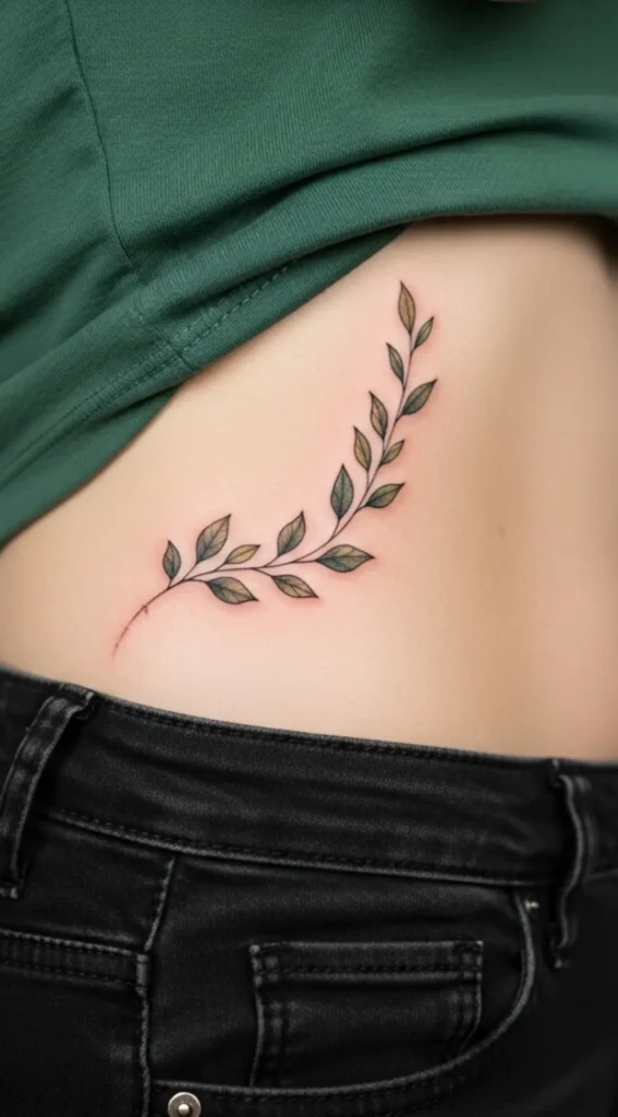 Tiny Leaf Vine Along Hip