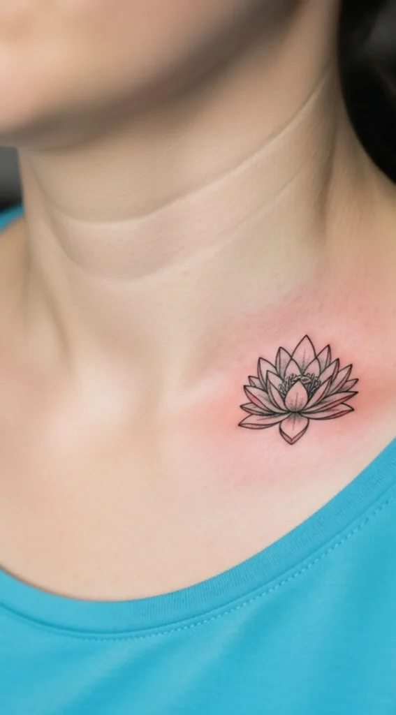 Tiny Lotus on Collarbone