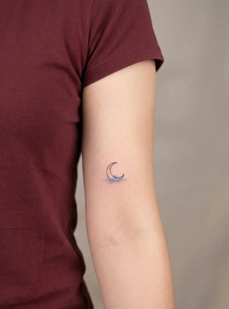 Tiny Moon Hidden Tattoo on Inner Bicep
