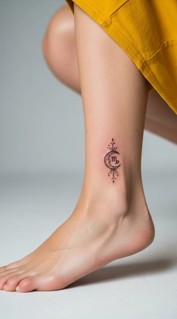 Tiny Moon and Zodiac on Ankle Side