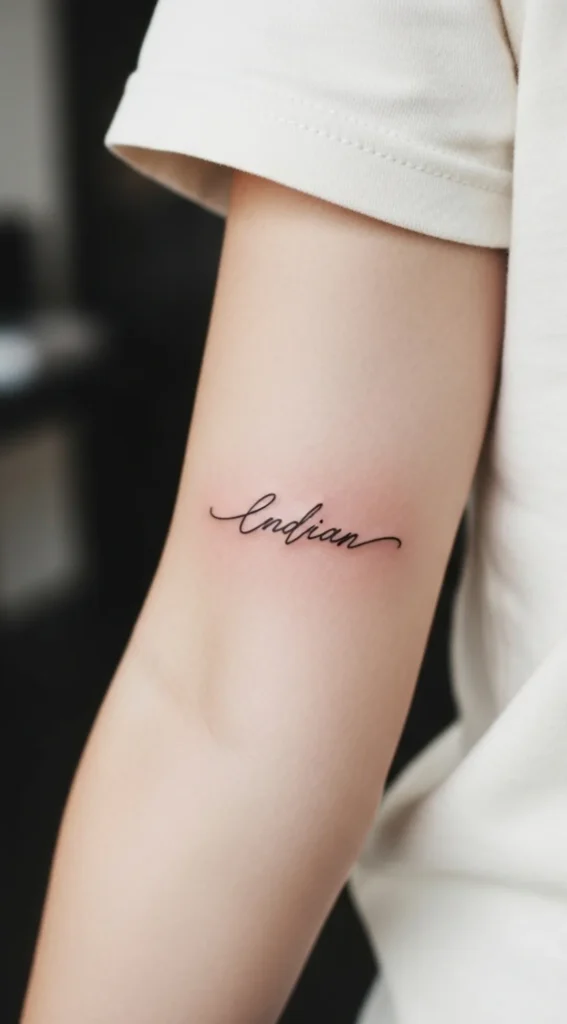 Tiny Name Hidden Tattoo on Inner Arm