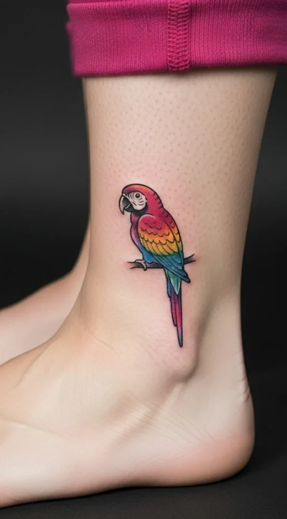 Tiny Parrot on Ankle