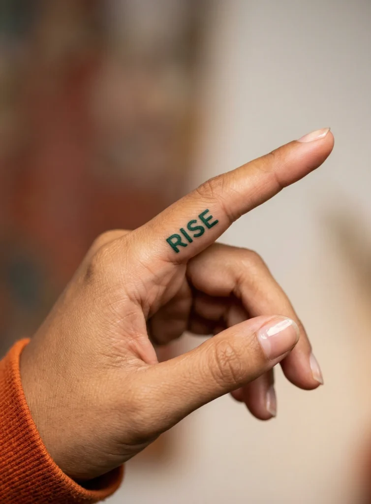 Tiny Quote on Finger Side