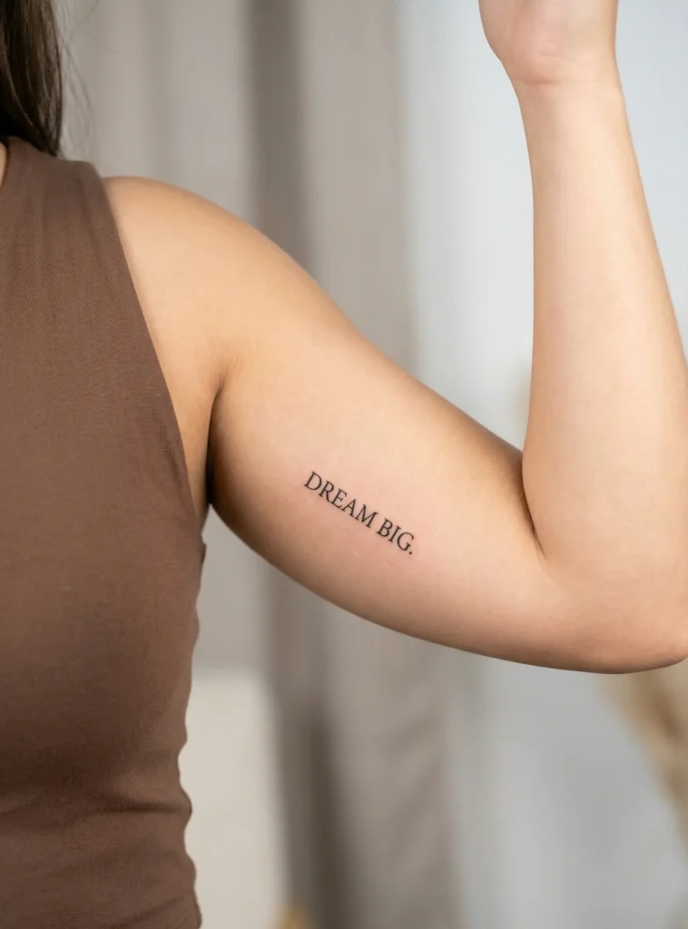 Tiny Quote on Inner Bicep