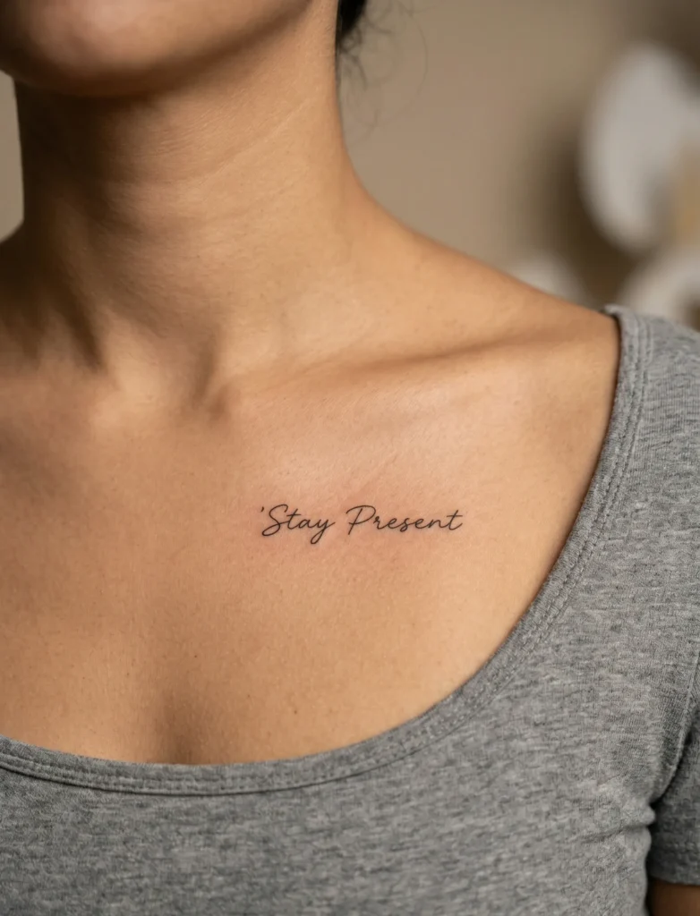 Tiny Quote on Under Collarbone