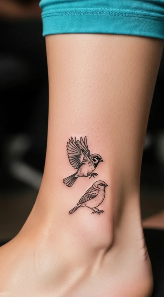 Tiny Sparrow on Ankle