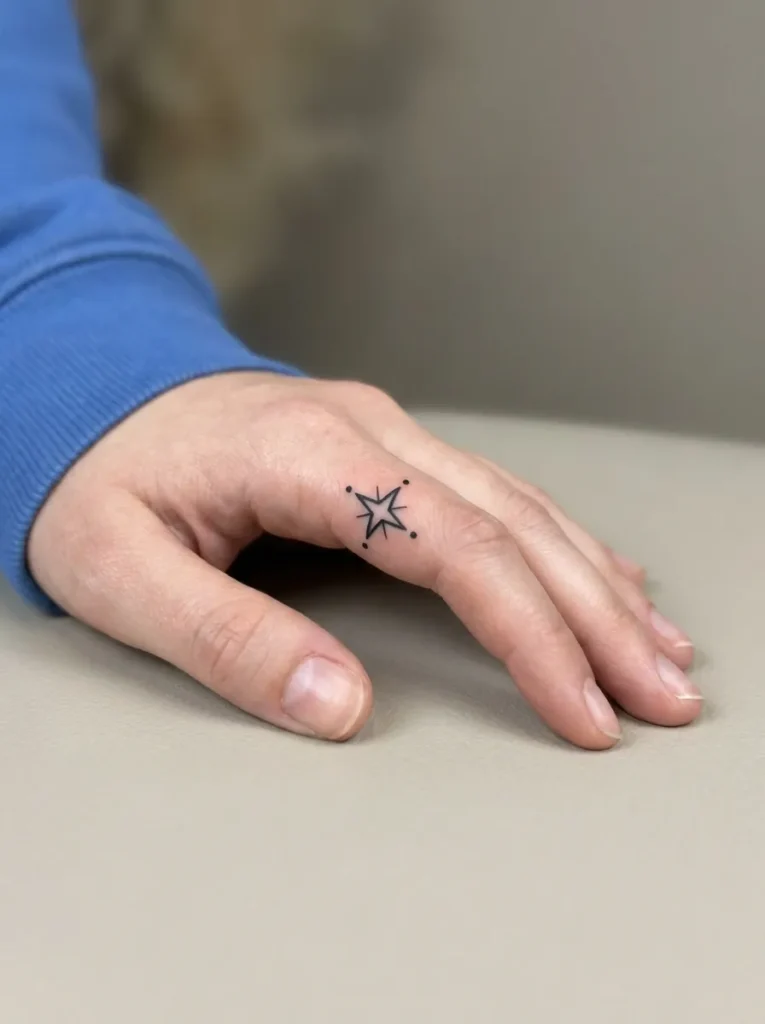 Tiny Star Inner Finger Tattoo