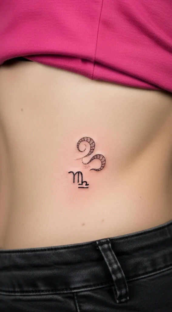 Tiny Zodiac with Dotwork on Side Waist