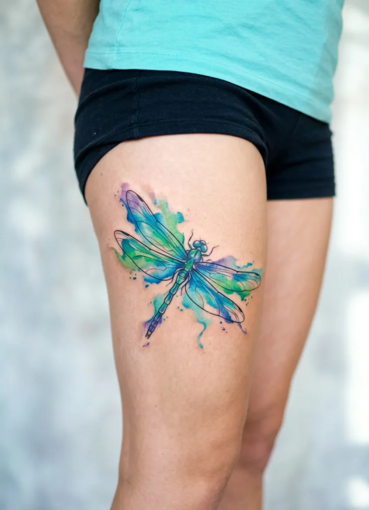 Watercolor Dragonfly Tattoo