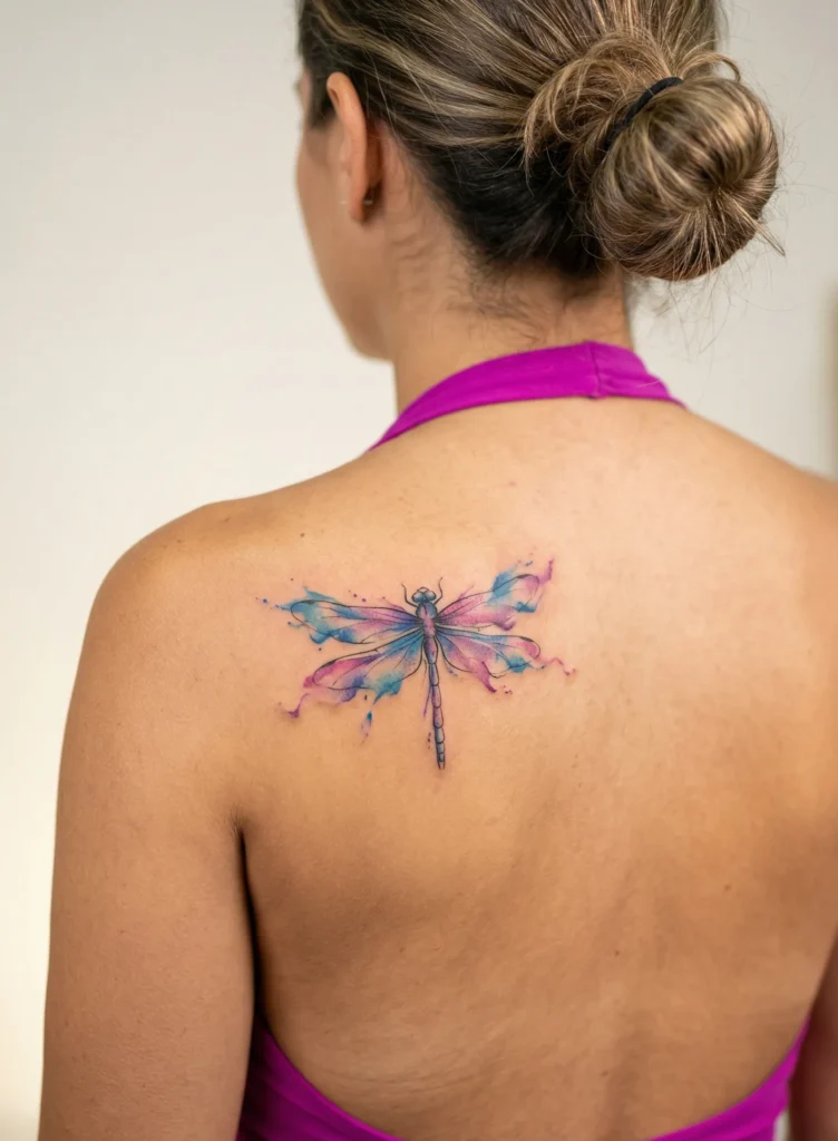 Watercolor Splash Dragonfly Design