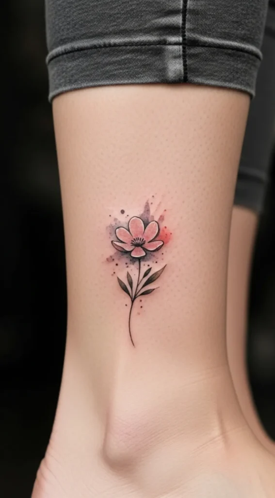 Watercolor Splash Tiny Flower on Ankle