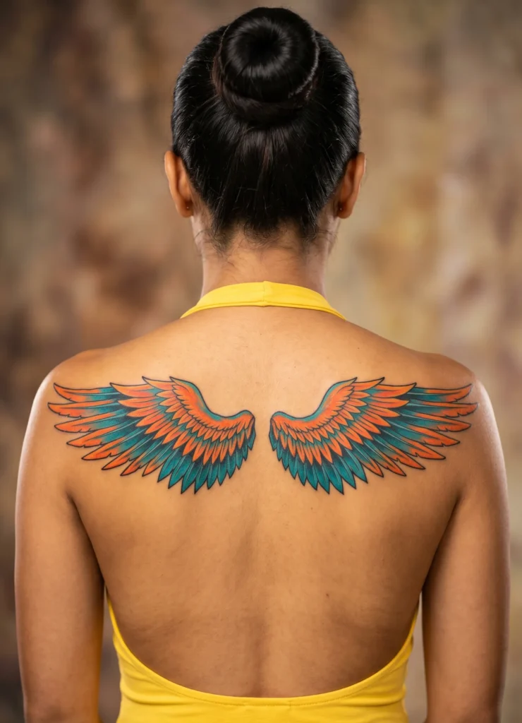Wide Back Wings Across Shoulders