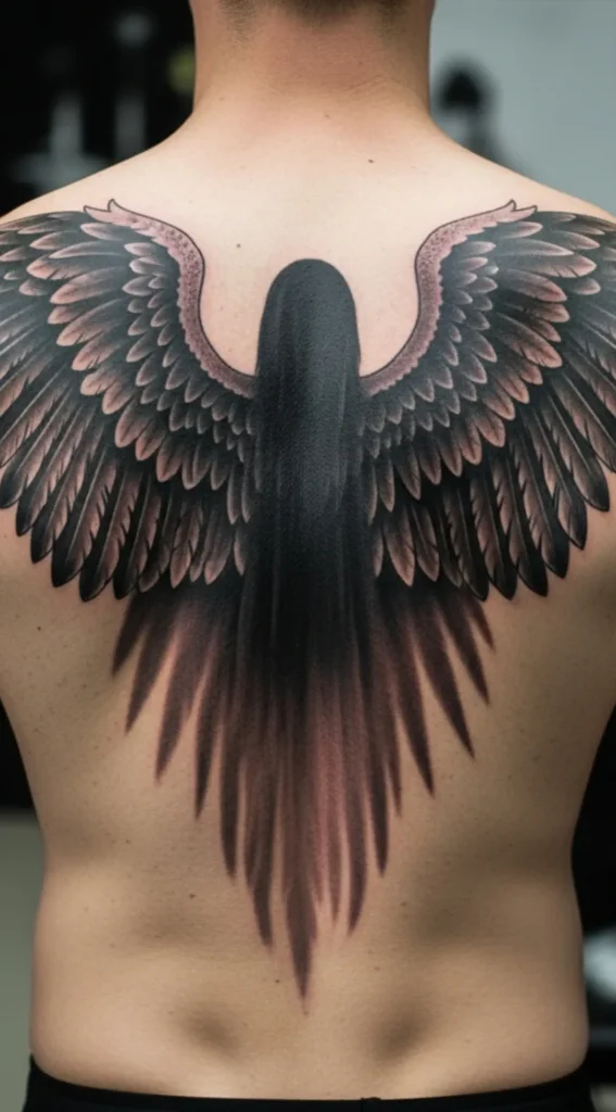 Winged Shadow Angel Back Piece
