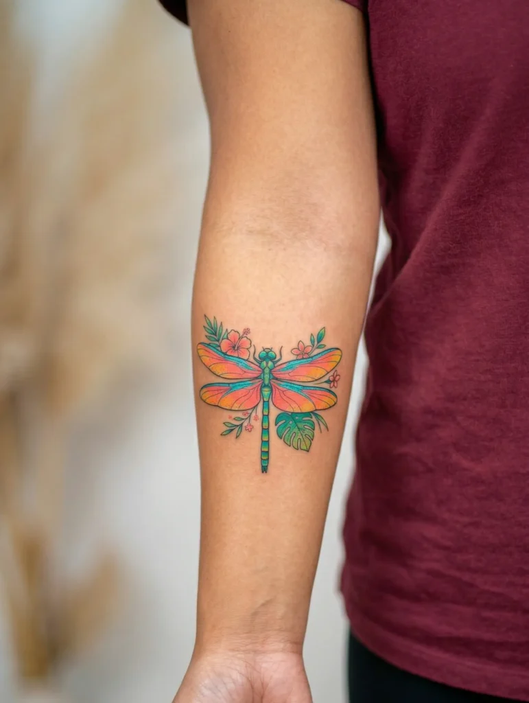 Dragonfly with Bold Tropical Color Palette