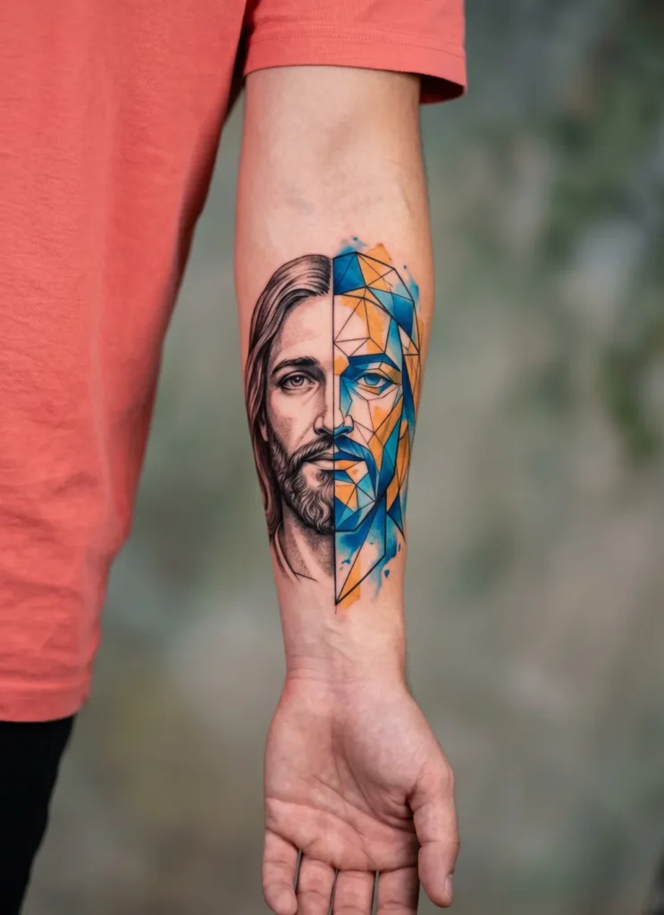 Abstract Jesus Face Split Design