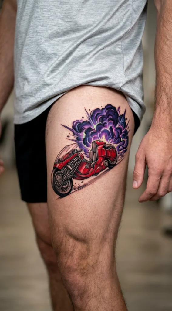Akira Cyberpunk Explosion Bike Scene