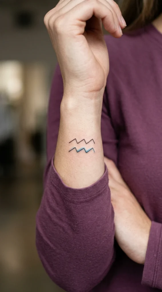 Aquarius Glyph Fine Line Symbol