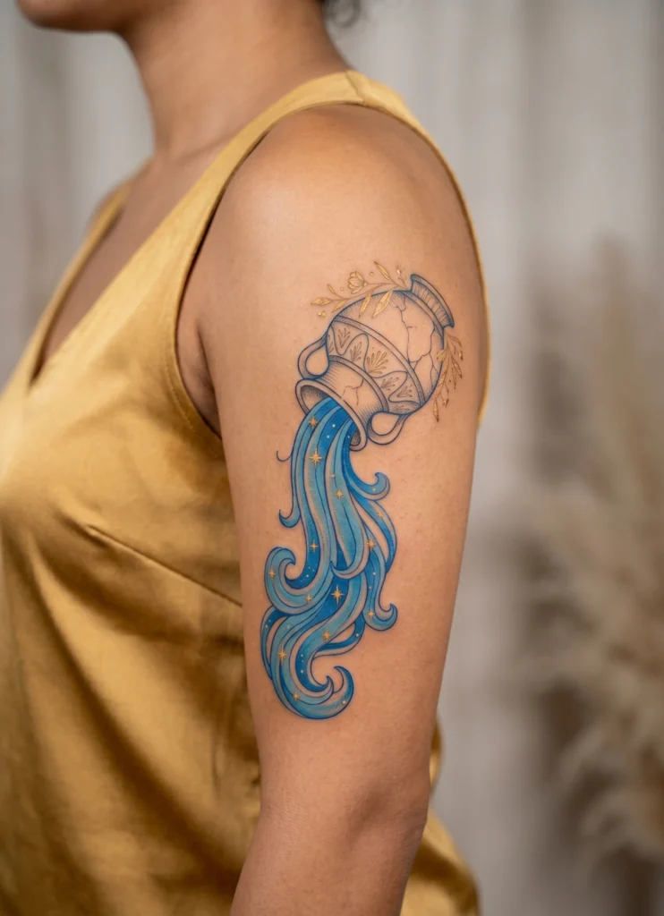 Aquarius Vase with Flowing Waves