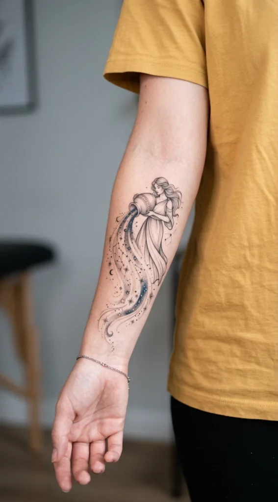 Aquarius Water Bearer Pouring Stars
