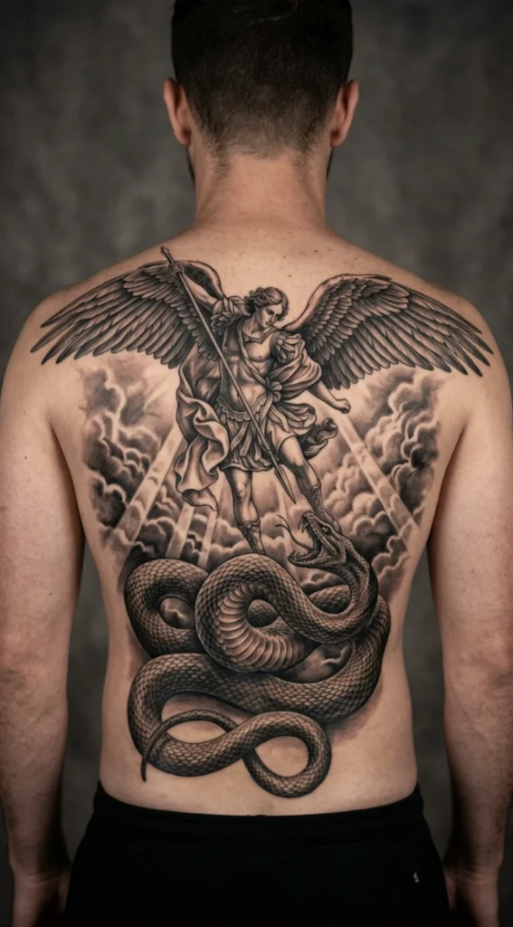 Archangel and Serpent Back Scene