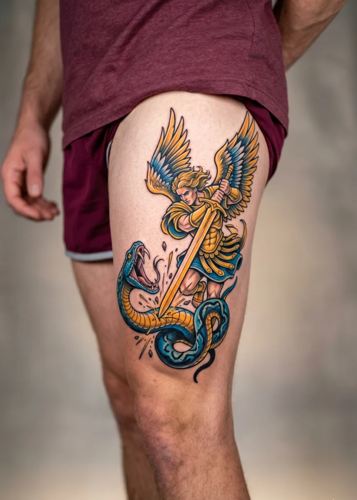 Archangel with Sword Piercing Serpent