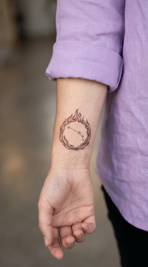 Aries Constellation Inside Flame Circle