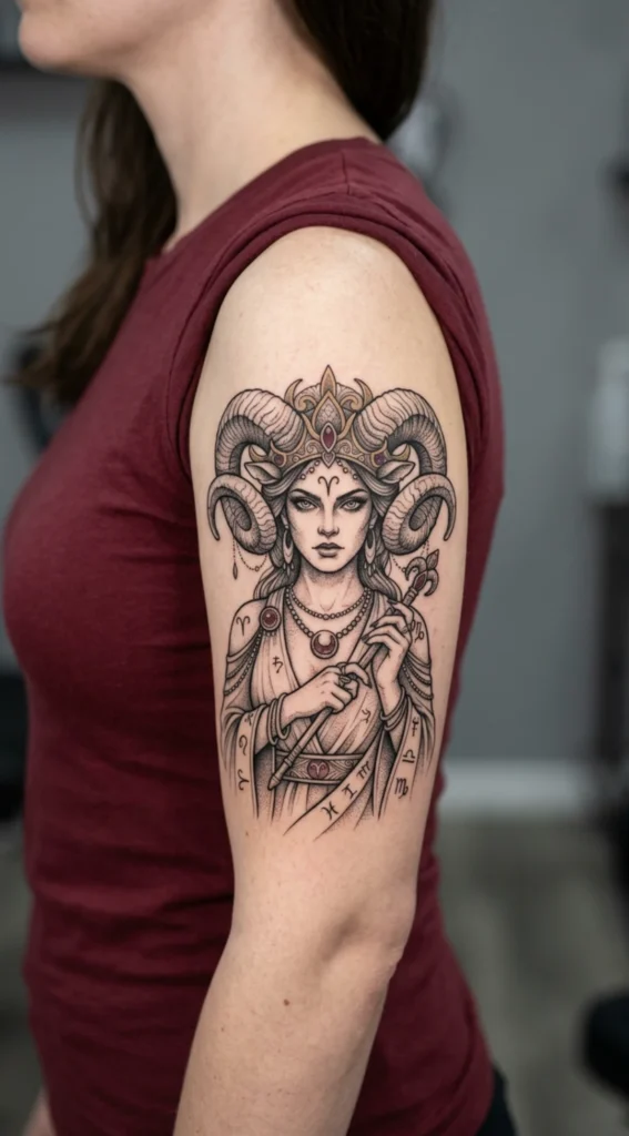 Aries Goddess with Ram Horns Crown