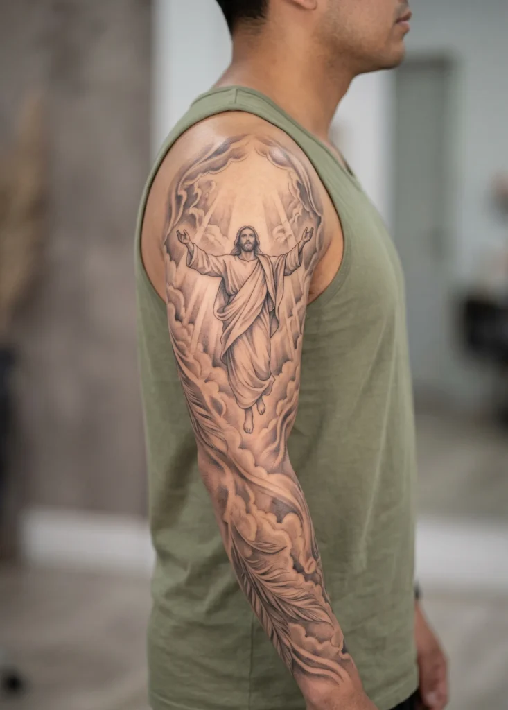 Ascending Jesus Heavenly Sleeve Scene
