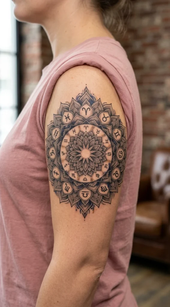 Astrology Wheel Mandala Design