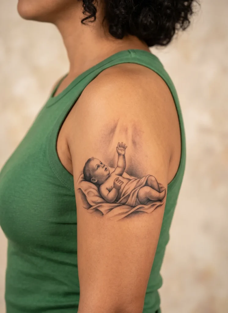 Baby Jesus Reaching Upward Gently