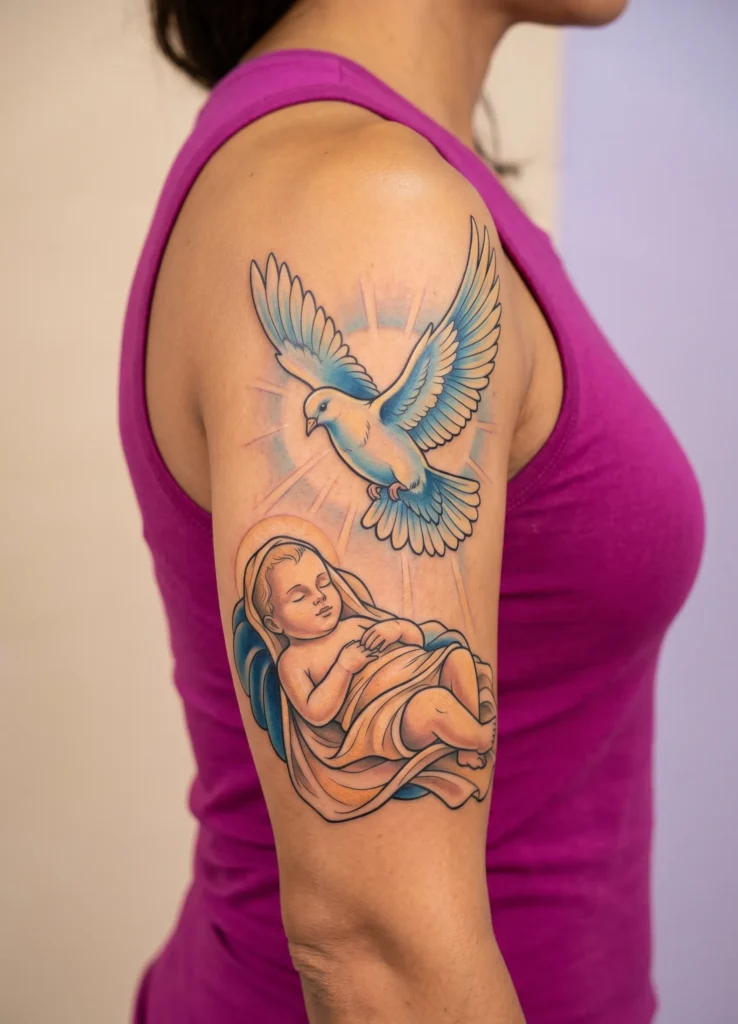 Baby Jesus with Dove Above