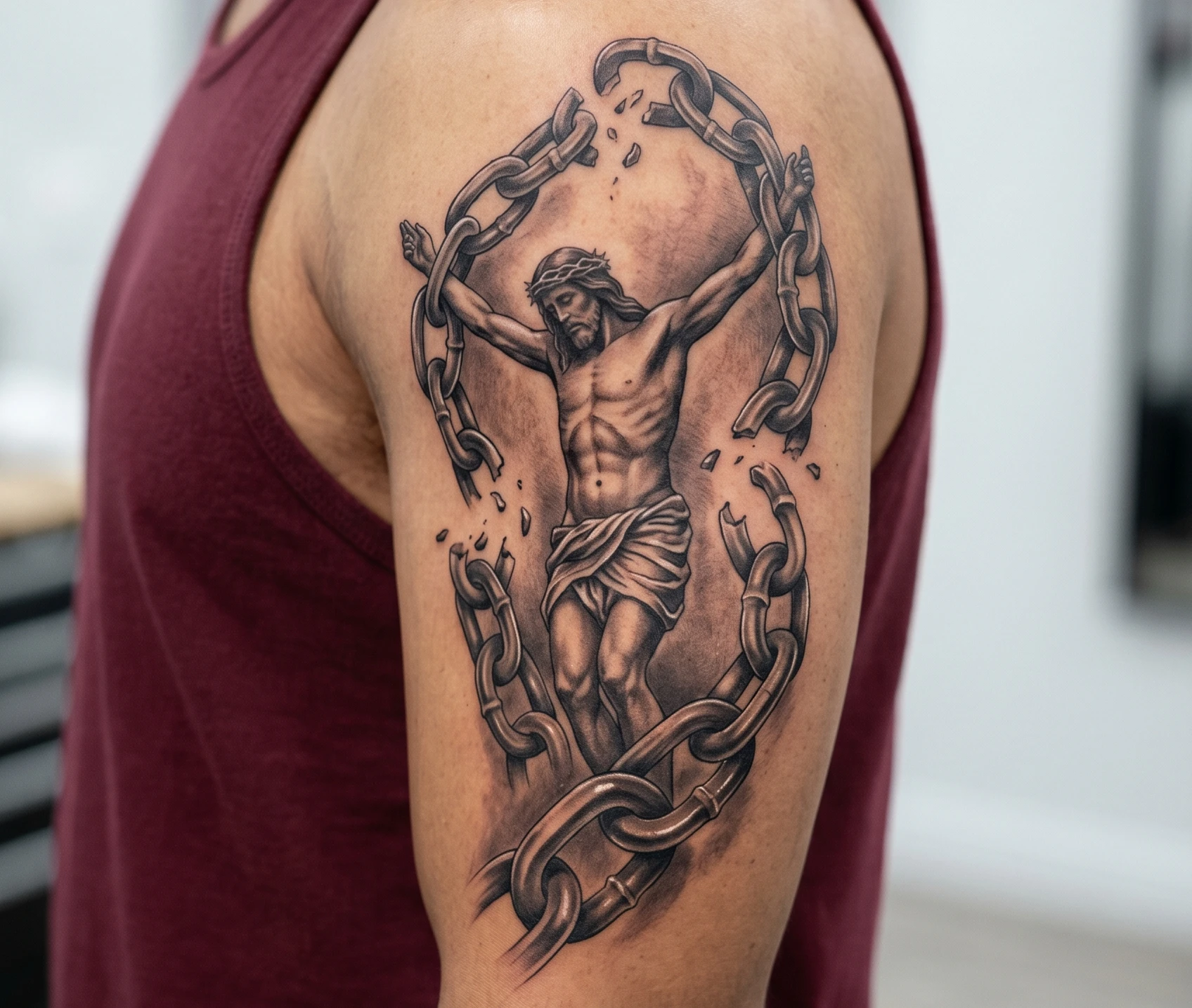 Black and Grey Jesus Tattoo Ideas