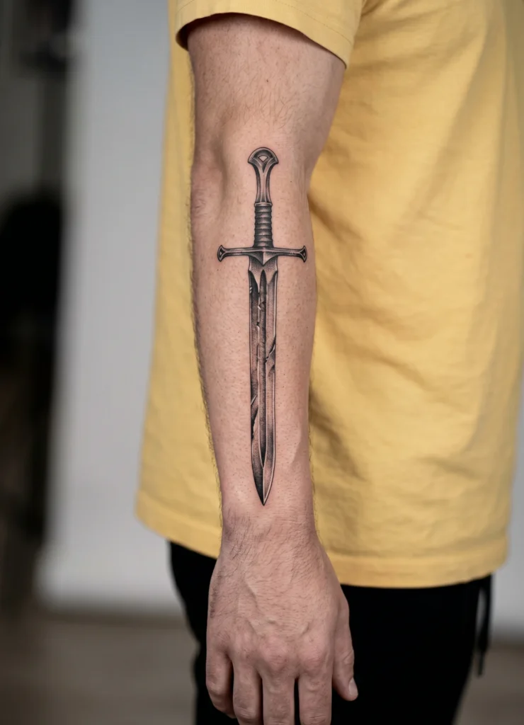 Black and Grey Sword Detail Realism