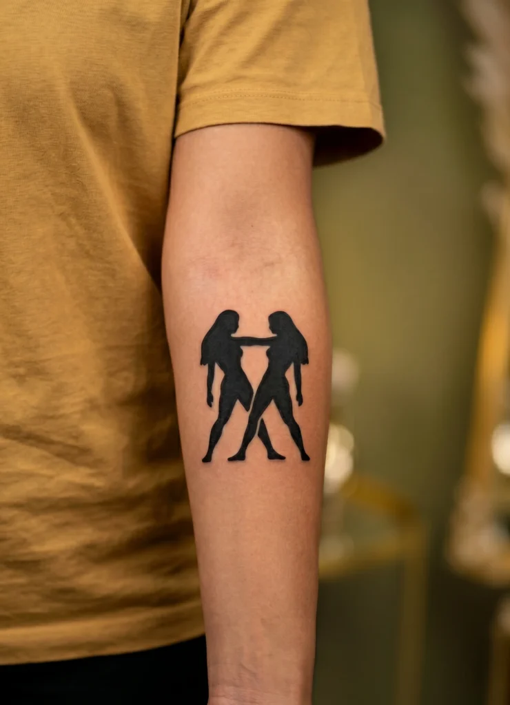 Blackwork Gemini Shadow Silhouettes