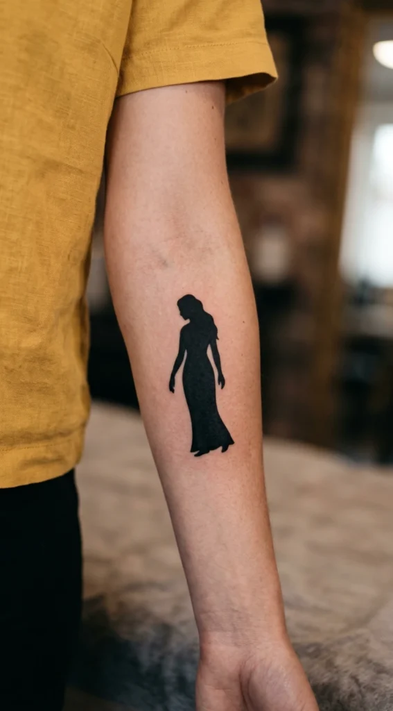 Blackwork Virgo Silhouette Tattoo