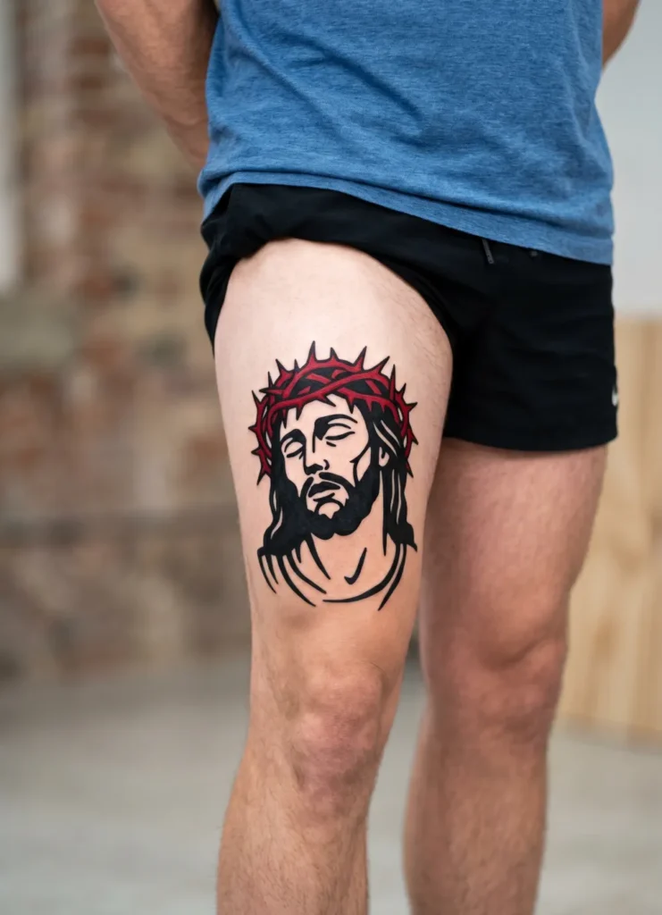 Bold Blackwork Jesus Portrait