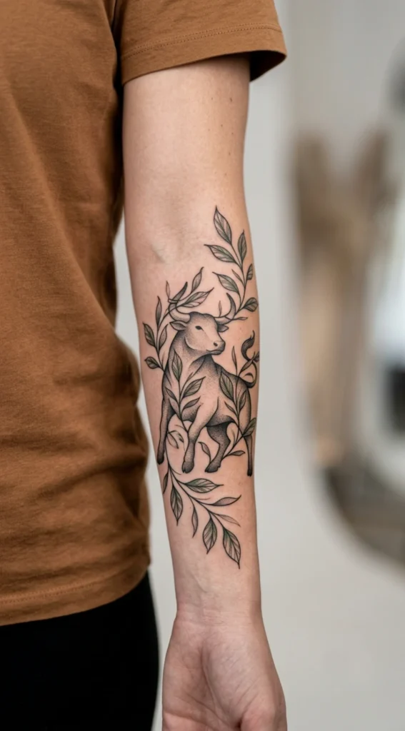 Bull Silhouette Wrapped in Vines