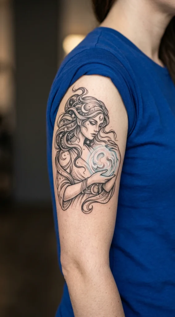 Cancer Goddess Holding Moonlight Orb