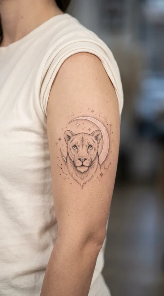 Celestial Lioness with Moon Halo
