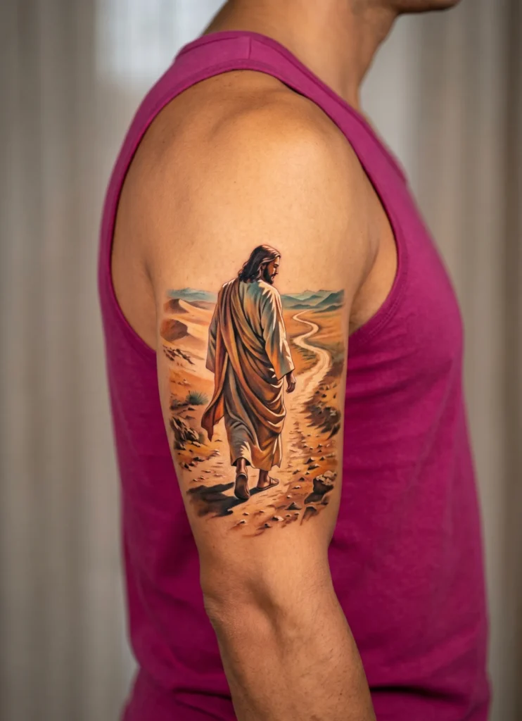 Christ Walking Desert Path Realism