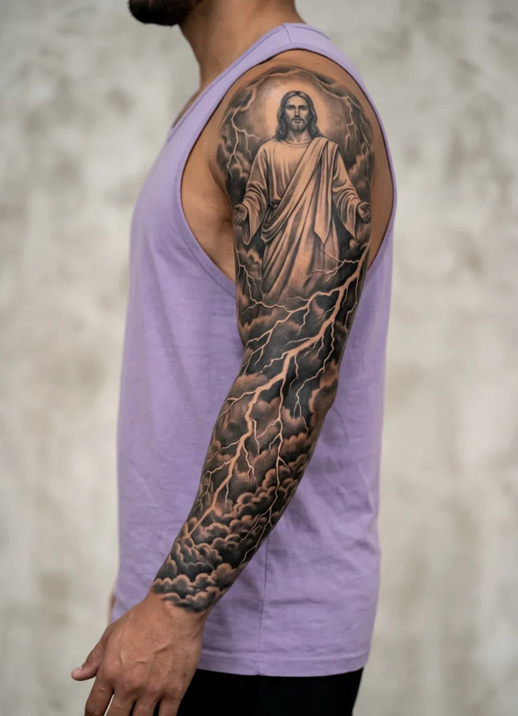 Christ With Storm and Lightning Sleeve