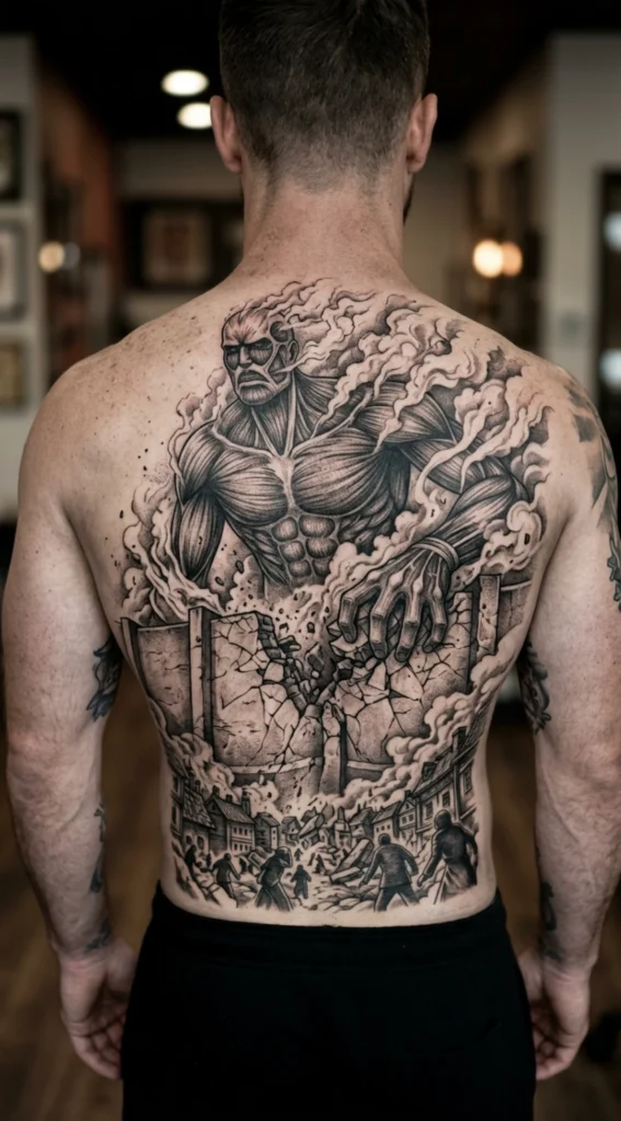 Colossal Titan Destruction Scene