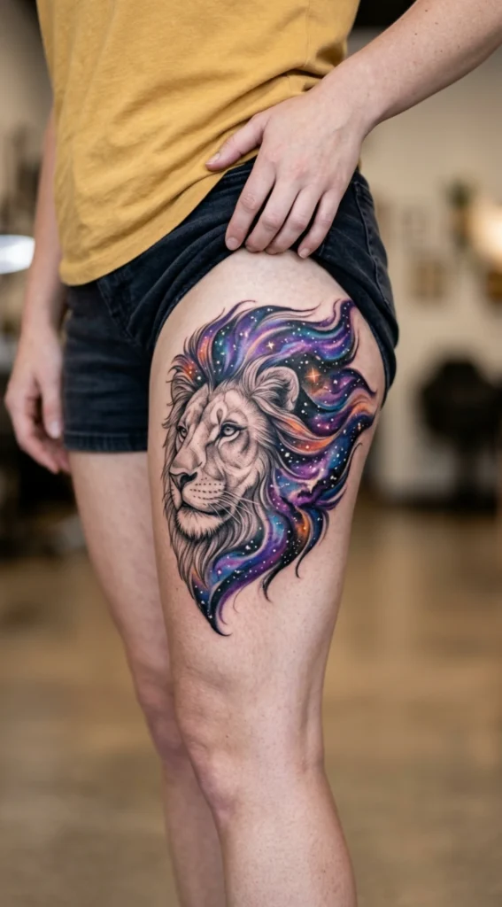 Cosmic Lion with Galaxy Mane
