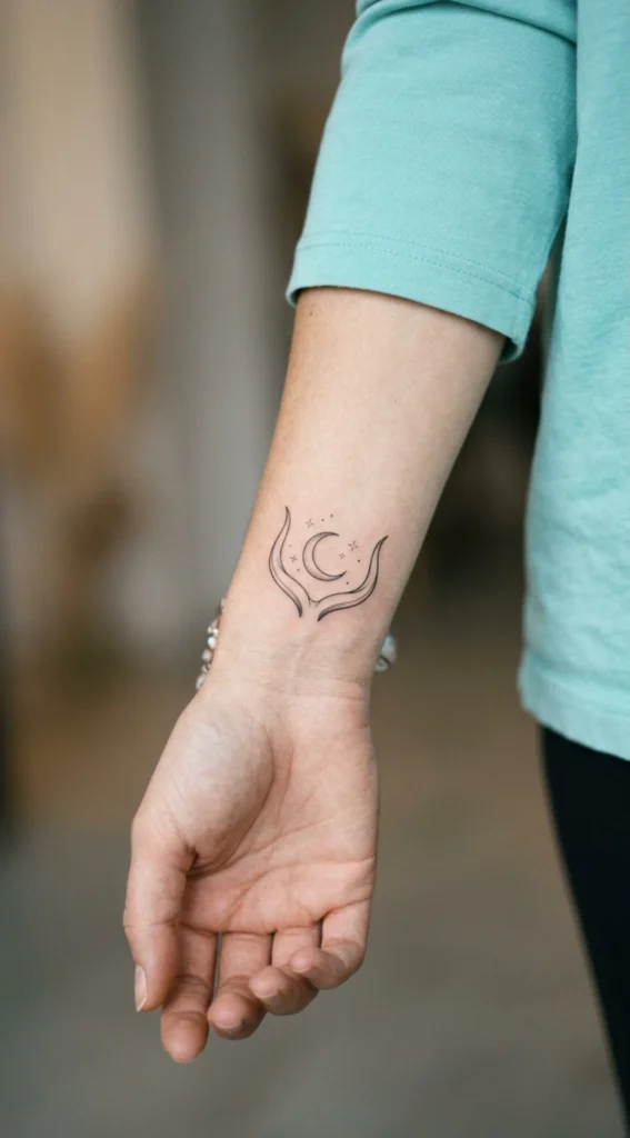 Crescent Moon and Bull Horns Design