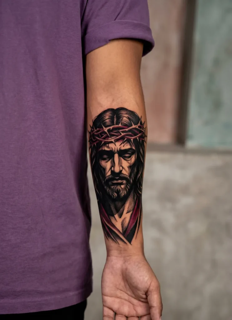 Dark Shaded Christ Face Close-Up