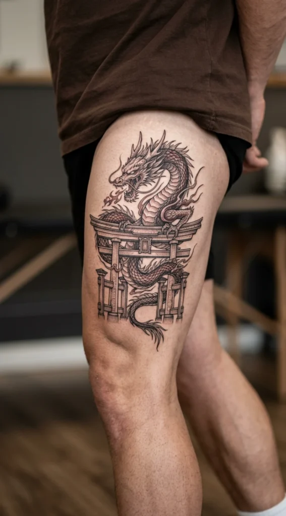 Dragon Emerging from Temple Gate