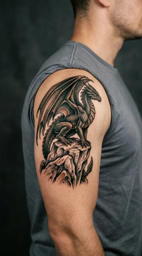 Dragon Perched on Rock