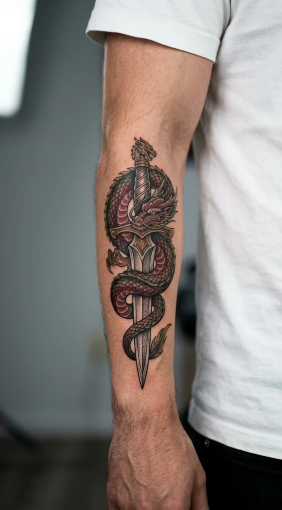 Dragon Wrapped Around Dagger