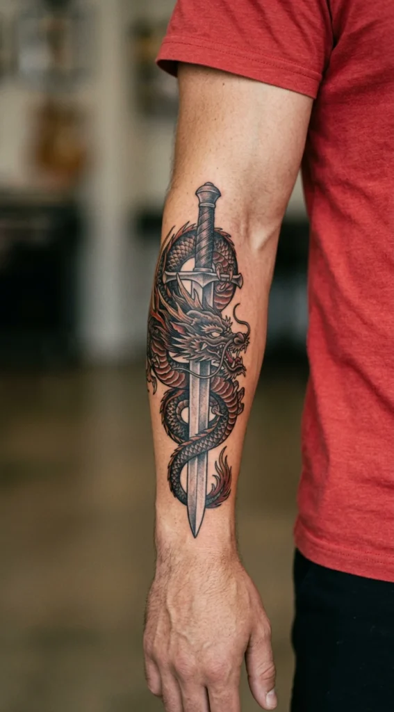 Dragon Wrapped Around Sword