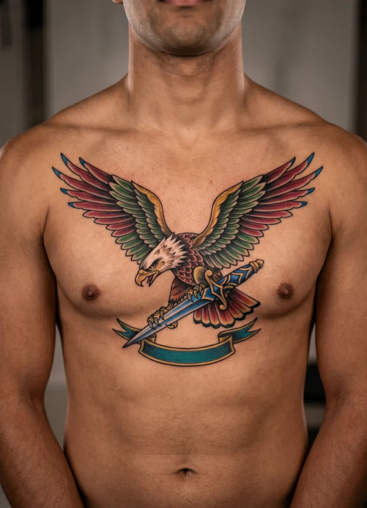 Eagle with Spread Wings and Dagger